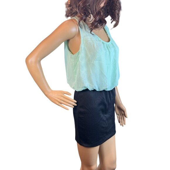 (5 for $25)Wet Seal Chiffon Top Colorblock Dress in Mint/Black Size Medium  NWT - Picture 7 of 9